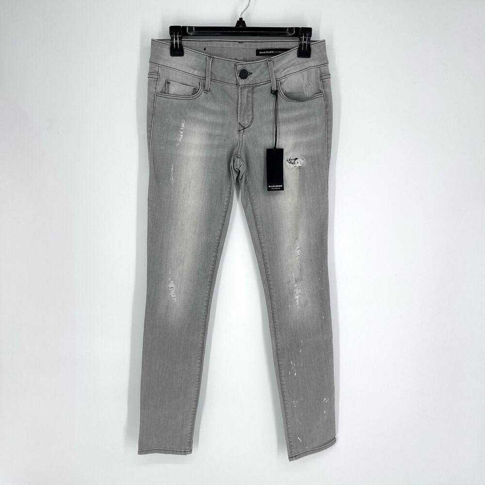 Black Orchid NEW Skinny Distressed Jeans *READ* Sz 27 SAMPLE Gray Faded